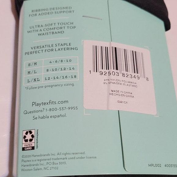 Playtex Maternity Leggings Over belly Smooth design S/M Black 1 pair - Picture 2 of 5